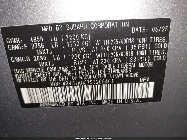 4S4BTANC7S3266461 Subaru Outback Limited