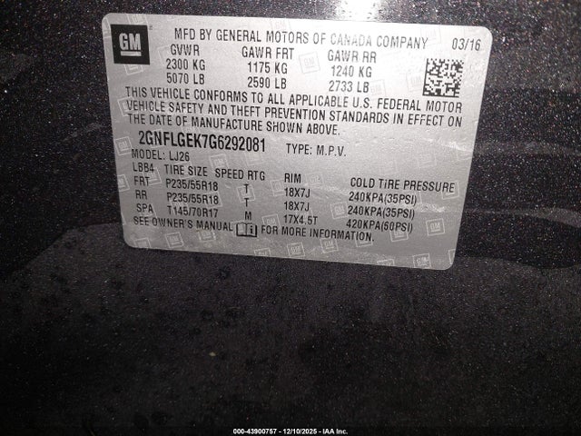 2016 CHEVROLET EQUINOX 2GNFLGEK7G6292081 Photo 8