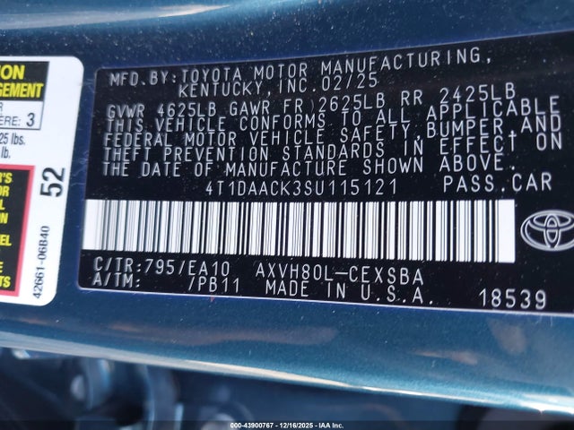 Toyota CAMRY SE 2025 4T1DAACK3SU115121 Image 9