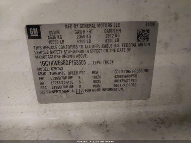 1GC1KWE88GF153605 Chevrolet Silverado 2500hd Ltz