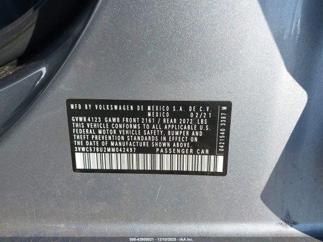 3VWC57BU2MM042497 Volkswagen Jetta 1.4t R-line/1.4t S/1.4t Se