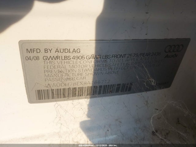 2008 AUDI A4 WAUDH78EX8A166712 Photo 8
