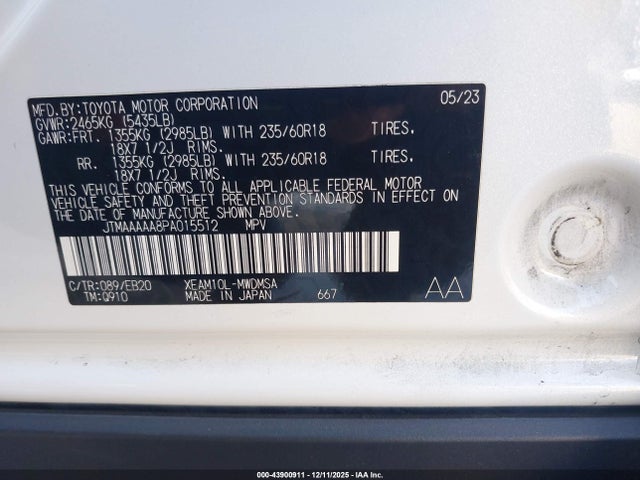 JTMAAAAA8PA015512 Toyota BZ4X XLE