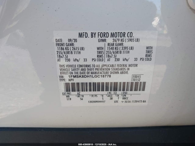 2020 FORD EXPLORER 1FMSK8DH1LGC18778 Photo 8