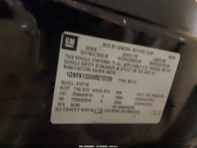 2008 CHEVROLET TAHOE HYBRID 1GNFK13568R270799 Photo 8
