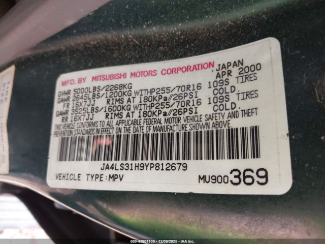 2000 MITSUBISHI MONTERO SPORT JA4LS31H9YP812679 Photo 8