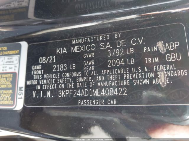 2021 KIA FORTE 3KPF24AD1ME408422 Photo 8