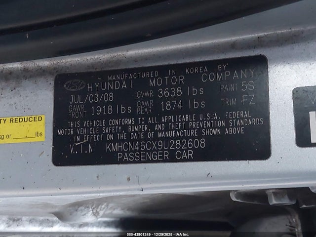 2009 HYUNDAI ACCENT KMHCN46CX9U282608 Photo 8
