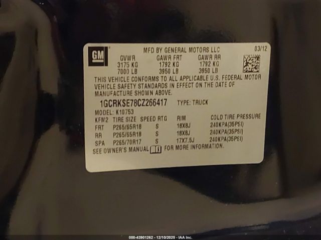 2012 CHEVROLET SILVERADO 1500 1GCRKSE78CZ266417 Photo 8