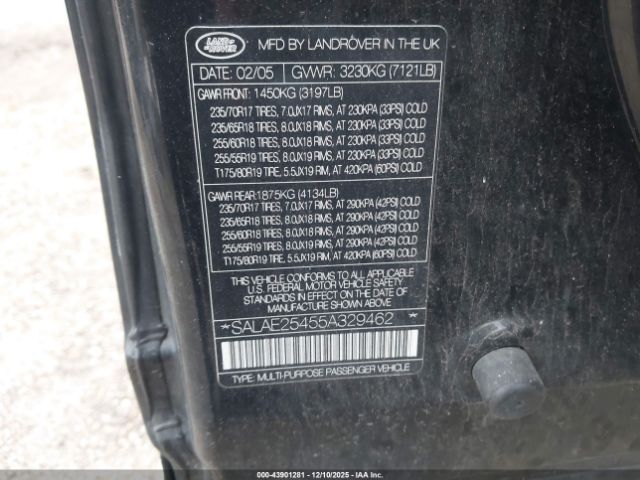 2005 LAND ROVER LR3 SALAE25455A329462 Photo 8