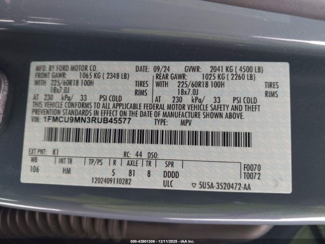 2024 FORD ESCAPE 1FMCU9MN3RUB45577 Photo 8