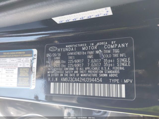 2017 HYUNDAI TUCSON KM8J3CA42HU394454 Photo 8