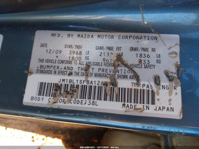 43901421 :رقم المزاد ، JM1BL1SF8A1265851 vin ، 2010 Mazda Mazda3 I Sport مزاد بيع