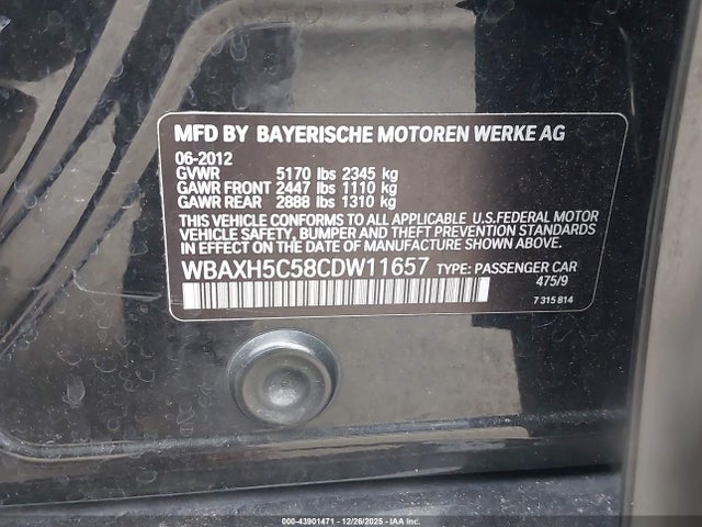 2012 BMW 528I WBAXH5C58CDW11657 Photo 8