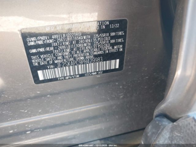 2023 SUBARU FORESTER JF2SKAPC9PH429983 Photo 8