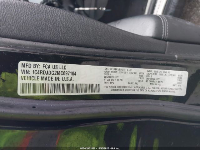 2021 DODGE DURANGO 1C4RDJDG2MC697104 Photo 8