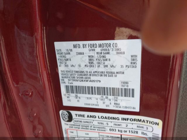 2009 FORD F-150 1FTRW128X9FA05179 Photo 8