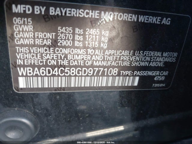 2016 BMW 650I GRAN COUPE WBA6D4C58GD977108 Photo 8