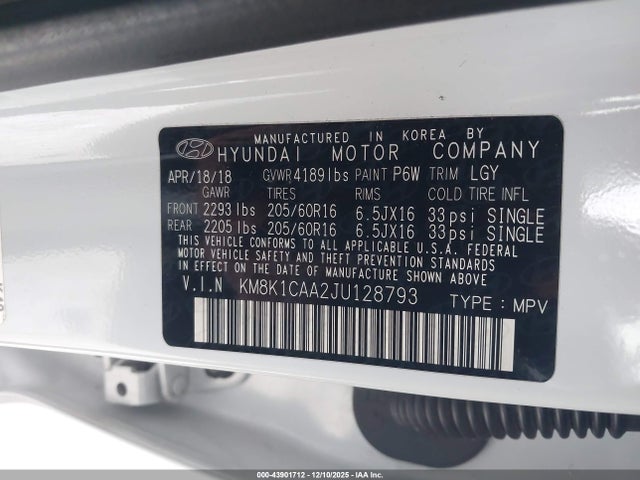 Hyundai Kona Se 2018 KM8K1CAA2JU128793 Image 9