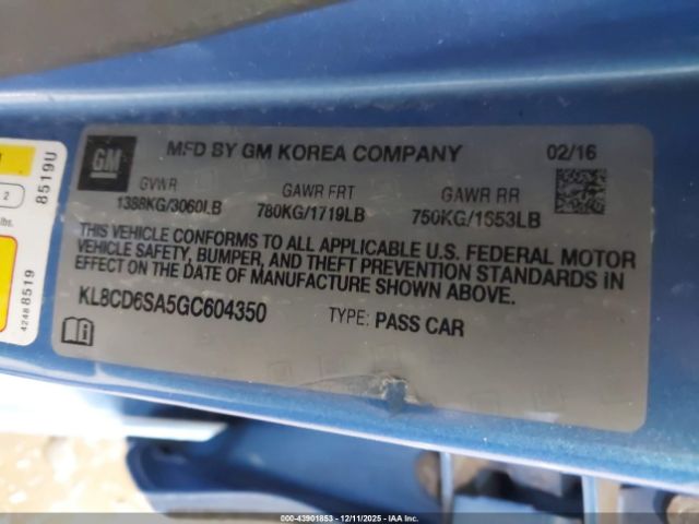 2016 CHEVROLET SPARK KL8CD6SA5GC604350 Photo 8