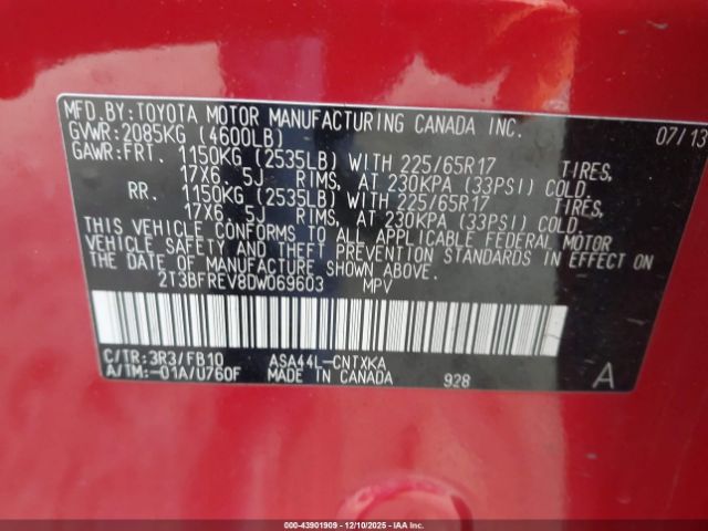 2013 TOYOTA RAV4 2T3BFREV8DW069603 Photo 8