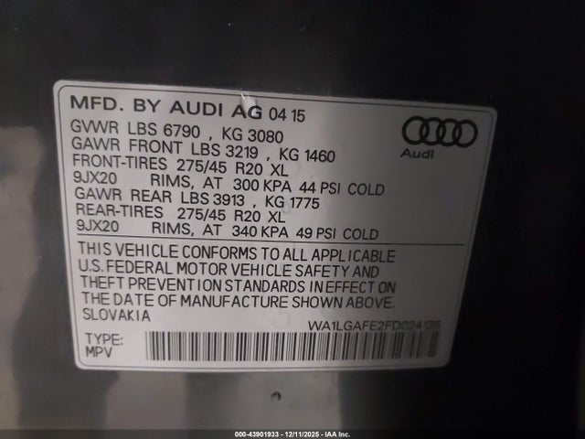 2015 AUDI Q7 WA1LGAFE2FD024135 Photo 8