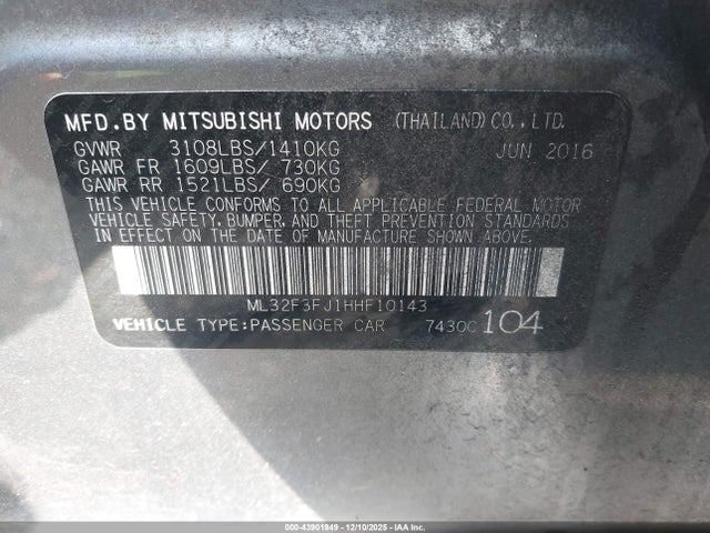 2017 MITSUBISHI MIRAGE G4 ML32F3FJ1HHF10143 Photo 8