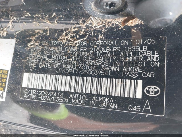 2005 Toyota Scion Tc მანქანა იყიდება აუქციონზე, vin: JTKDE177250039541, აუქციონის ნომერი: 43901973