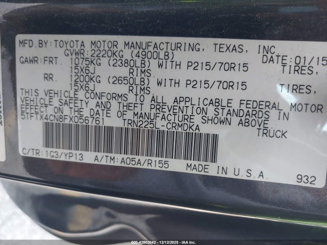 5TFTX4CN8FX056761 Toyota Tacoma