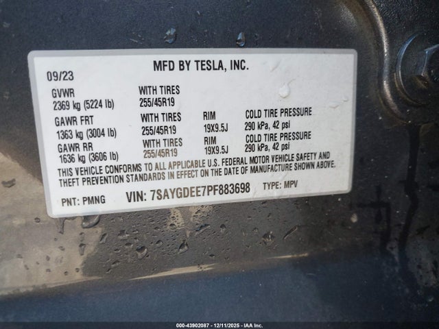 2023 TESLA MODEL Y 7SAYGDEE7PF883698 Photo 8