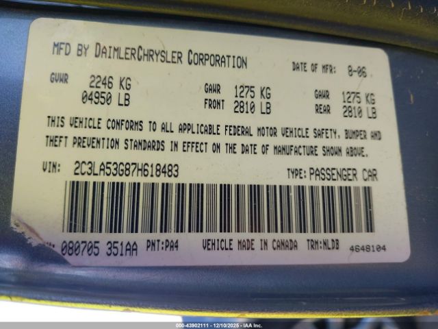 2007 CHRYSLER 300 2C3LA53G87H618483 Photo 8