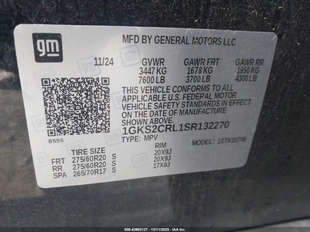 1GKS2CRL1SR132270 GMC Yukon 4wd At4