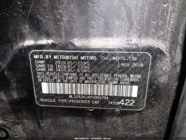 2019 MITSUBISHI MIRAGE ML32A3HJXKH004794 Photo 8