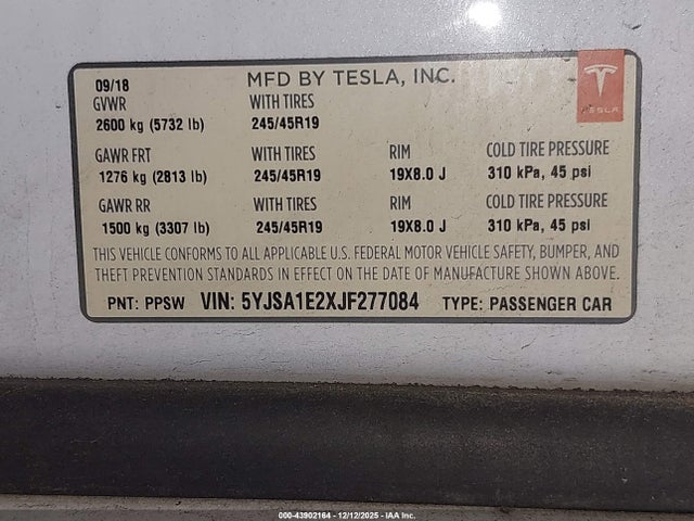 2018 TESLA MODEL S 5YJSA1E2XJF277084 Photo 8