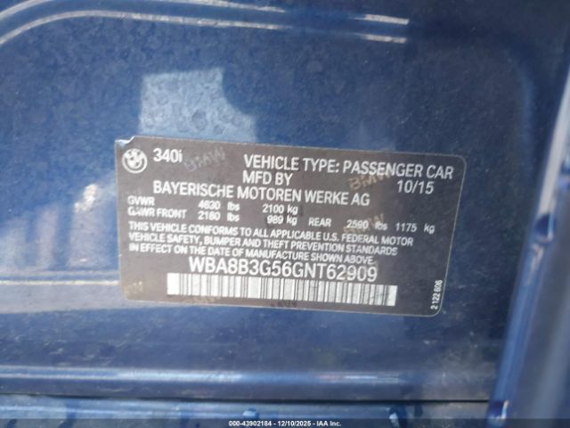 2016 BMW 340I WBA8B3G56GNT62909 Photo 8