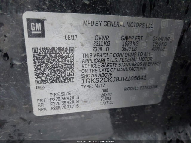 Aukcja sprzedaży 2018 Gmc Yukon Denali, vin: 1GKS2CKJ8JR105641, numer aukcji: 43902230