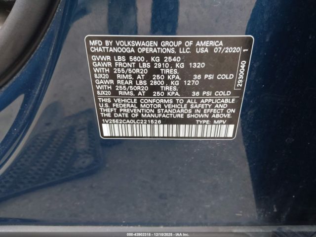 2020 VOLKSWAGEN ATLAS CROSS SPORT 1V25E2CA0LC221526 Photo 8