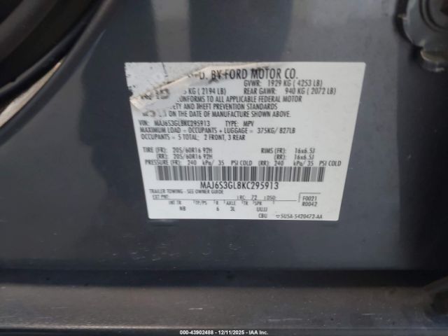2019 FORD ECOSPORT MAJ6S3GL8KC295913 Photo 8