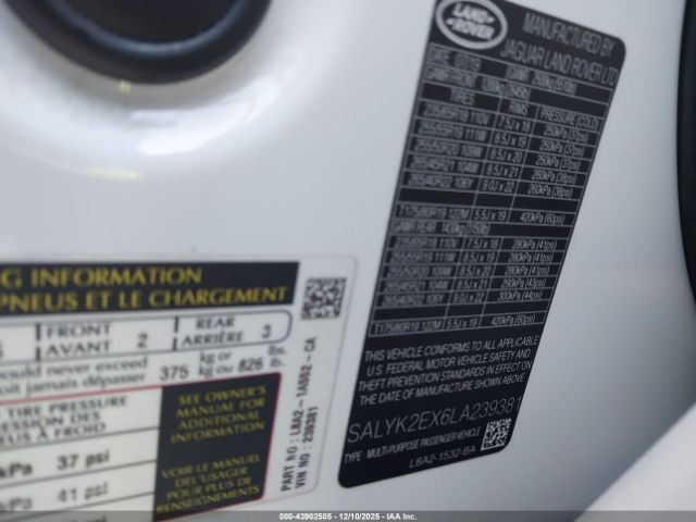 2020 LAND ROVER RANGE ROVER VELAR SALYK2EX6LA239381 Photo 8