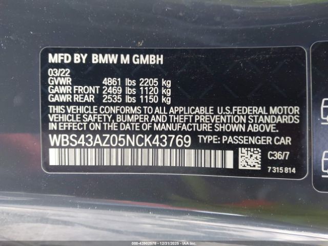 2022 BMW M4 WBS43AZ05NCK43769 Photo 8