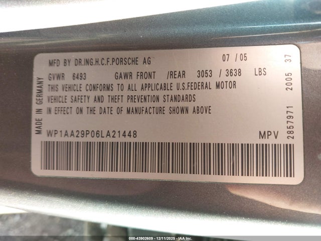 2006 PORSCHE CAYENNE WP1AA29P06LA21448 Photo 8