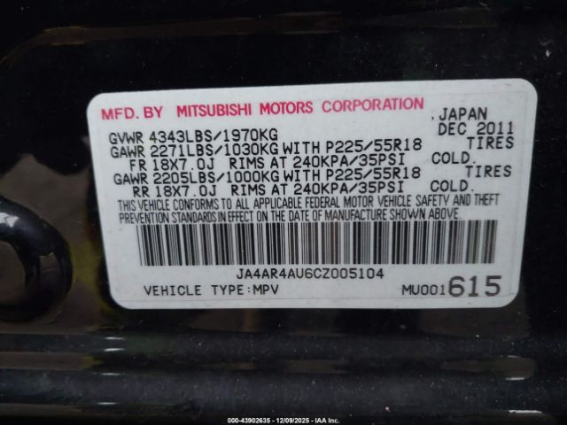 2012 MITSUBISHI OUTLANDER SPORT JA4AR4AU6CZ005104 Photo 8
