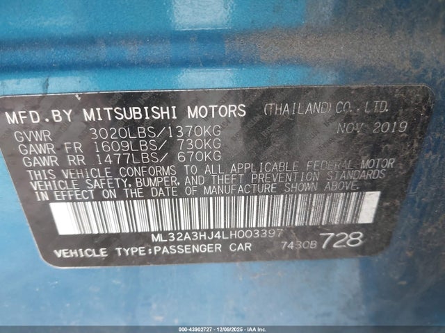 2020 MITSUBISHI MIRAGE ML32A3HJ4LH003397 Photo 8