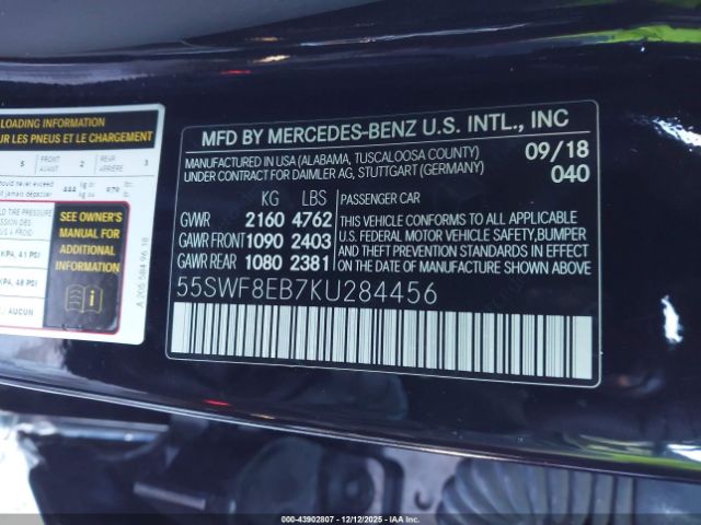 2019 MERCEDES-BENZ C 300 55SWF8EB7KU284456 Photo 8