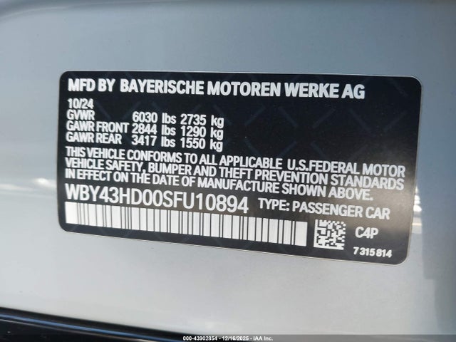 WBY43HD00SFU10894 BMW I4 Gran Coupe Xdrive40