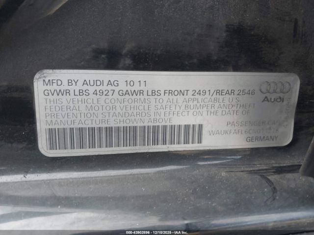 2012 AUDI A4 WAUKFAFL6CN011278 Photo 8