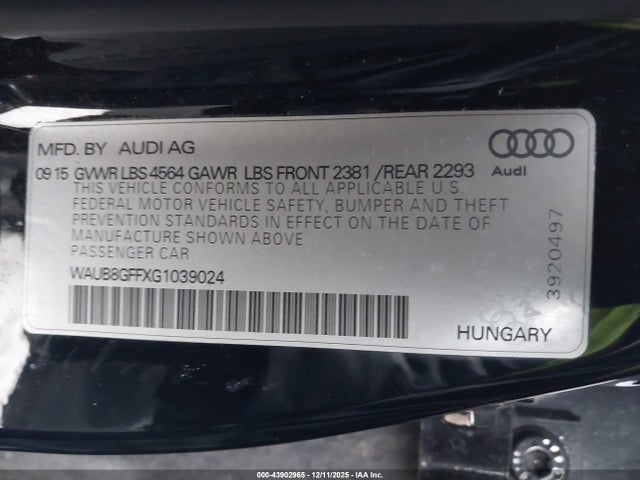 2016 AUDI A3 WAUB8GFFXG1039024 Photo 8