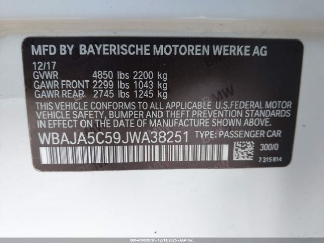 2018 BMW 530I WBAJA5C59JWA38251 Photo 8