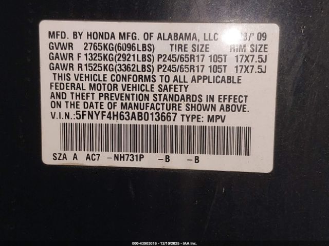 2010 HONDA PILOT 5FNYF4H63AB013667 Photo 8