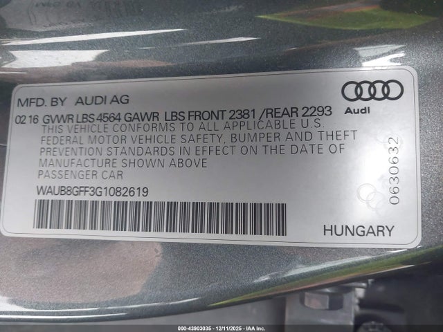 2016 AUDI A3 WAUB8GFF3G1082619 Photo 8